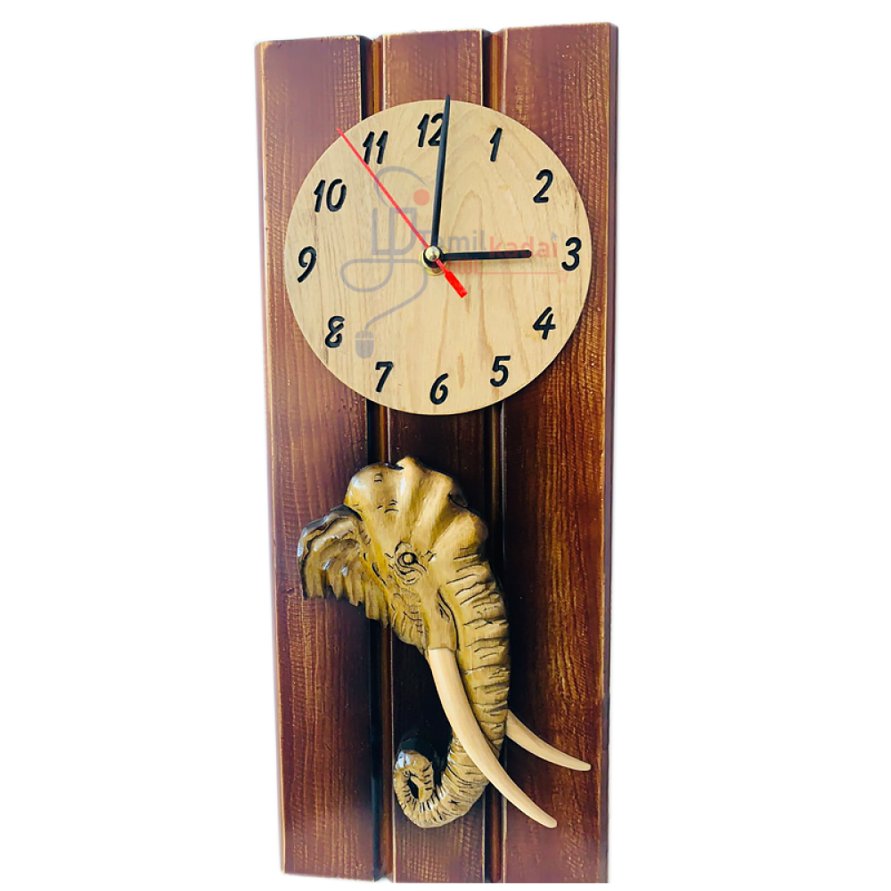 Elephant Clock 7'' X 16'' wood wall clock