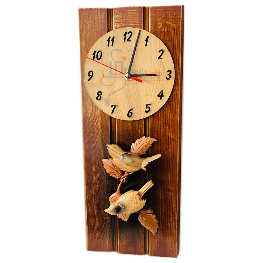 Birds Couples Clock 7'' X 16'' wood wall clock