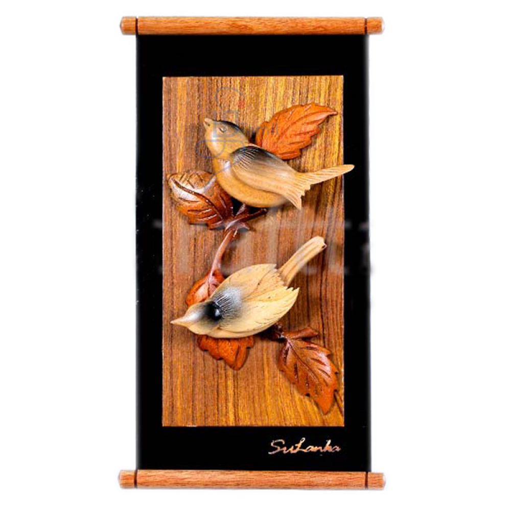 Birds Couples 5'' X 10'' wood wall frame