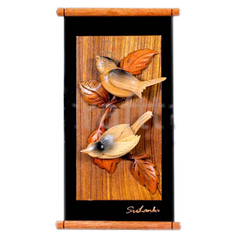 Birds Couples 5'' X 10'' wood wall frame